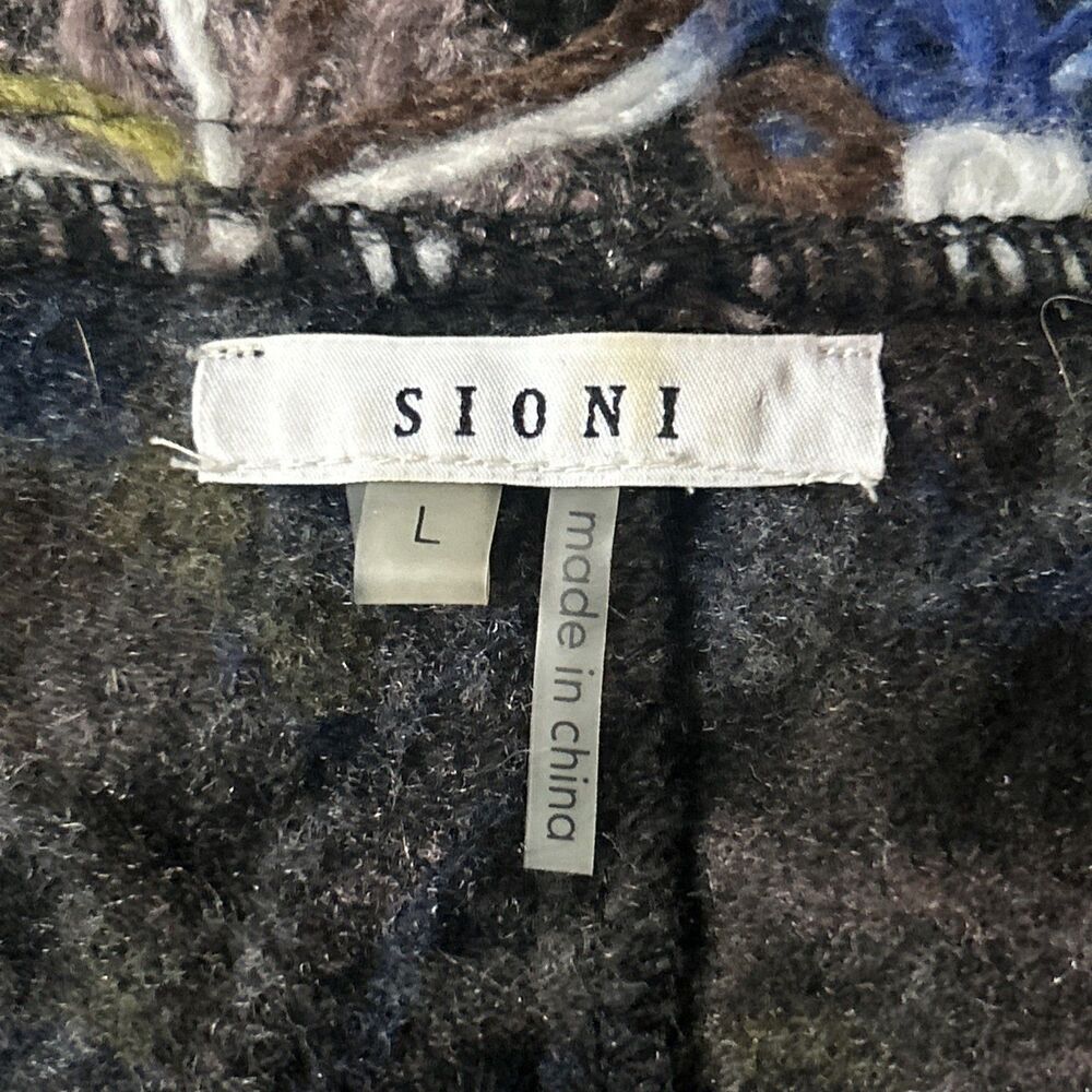 Liquid By Sioni Cardigan Black Embroidered Wool & Mohair Buttoned Sweater Sz L - Picture 8 of 11
